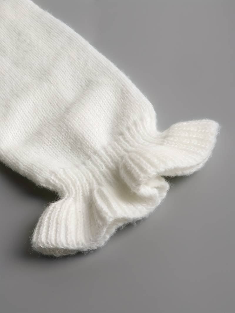 Amandine | Pull Blanc à Volants Contrastés