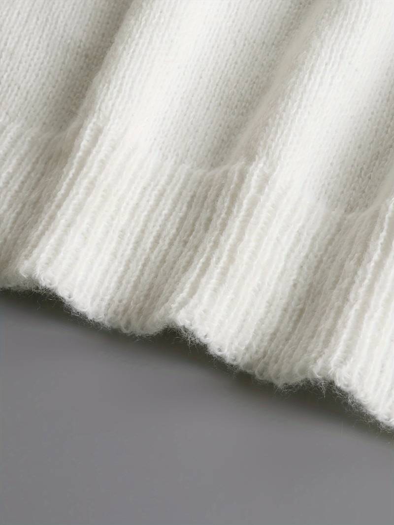 Amandine | Pull Blanc à Volants Contrastés