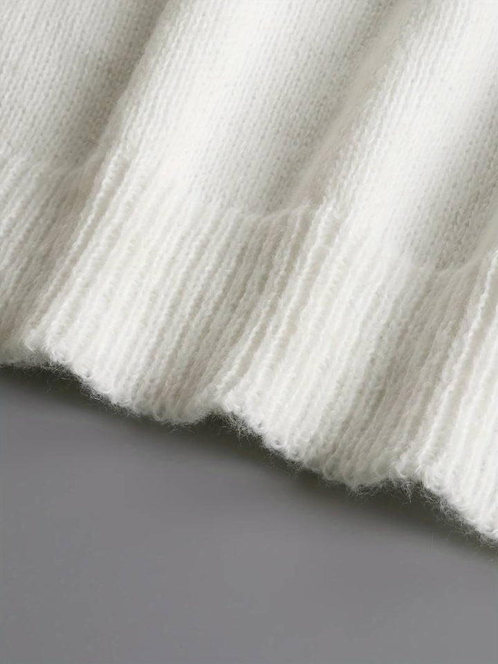 Amandine | Pull Blanc à Volants Contrastés