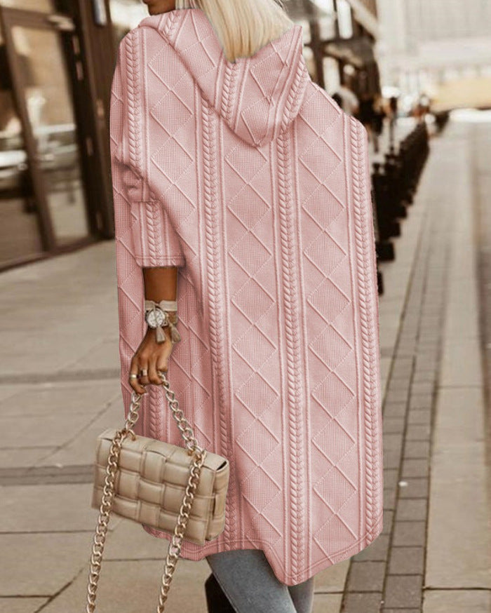 Amarante- Cardigan Long avec Capuche