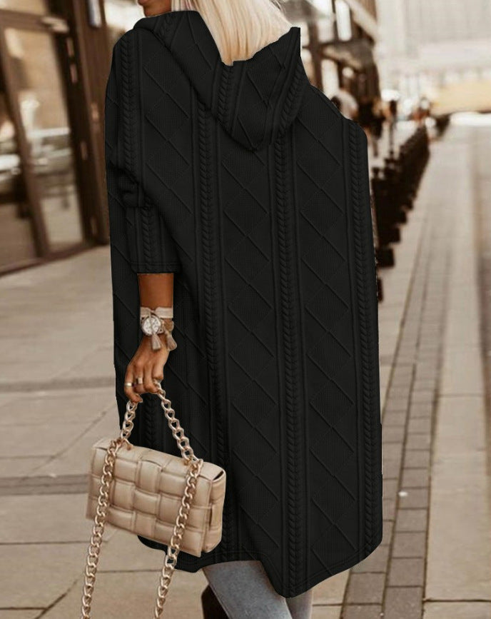 Amarante- Cardigan Long avec Capuche