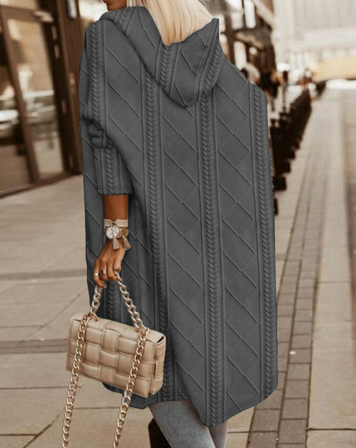 Amarante- Cardigan Long avec Capuche