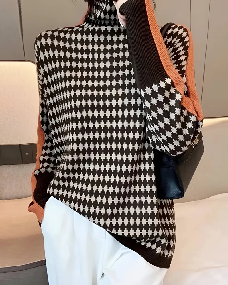 Noémie | Pull Pied-de-Poule Moderne & Confortable