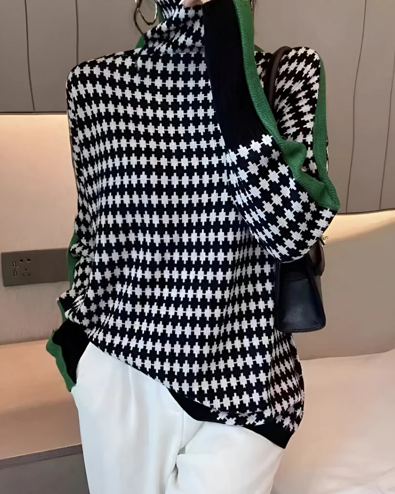 Noémie | Pull Pied-de-Poule Moderne & Confortable